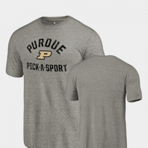 Men's Tri-Blend Distressed Purdue University Gray Pick-A-Sport College T-Shirt