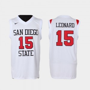 For Men White Basketball Authentic San Diego State #15 Kawhi Leonard College Jersey