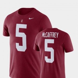 #5 Christian McCaffrey College T-Shirt For Men's Football Cardinal Name & Number Stanford Cardinal