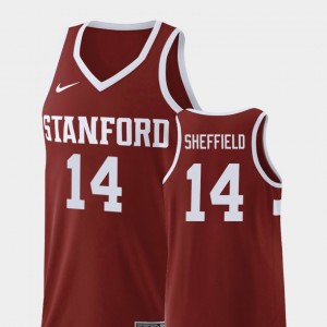 Men Wine Replica Marcus Sheffield College Jersey Basketball #14 Stanford