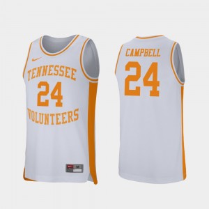 Mens White Basketball Lucas Campbell College Jersey Vols #24 Retro Performance
