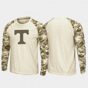 College T-Shirt Raglan Long Sleeve Desert Camo Oatmeal OHT Military Appreciation Men's VOL
