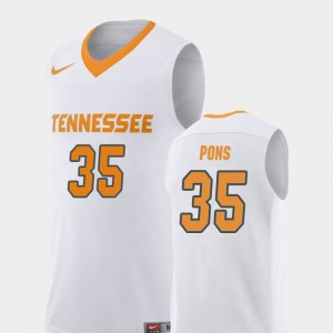 Replica Men's Yves Pons College Jersey #35 White Tennessee Volunteers Basketball