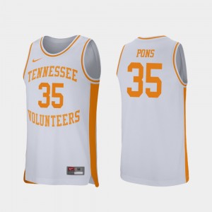 Yves Pons College Jersey University Of Tennessee For Men's Retro Performance Basketball White #35
