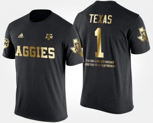 College T-Shirt Men Aggie #1 Black Gold Limited No.1 Short Sleeve With Message
