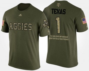 College T-Shirt Men Military Camo Texas A&M Aggies #1 No.1 Short Sleeve With Message