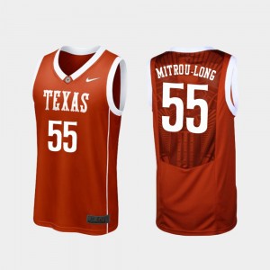 For Men Replica #55 Burnt Orange Texas Longhorns Elijah Mitrou-Long College Jersey Basketball