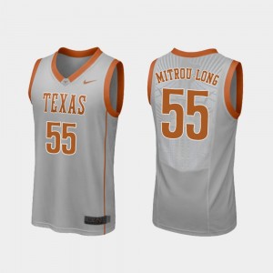 For Men's #55 Gray Basketball Replica Texas Longhorns Elijah Mitrou-Long College Jersey