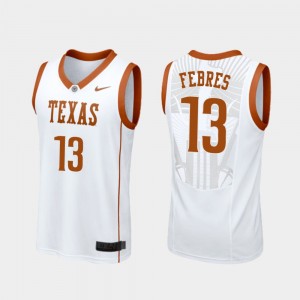 Jase Febres College Jersey For Men University of Texas Replica #13 White Basketball