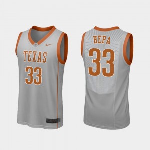 Kamaka Hepa College Jersey For Men's Gray Texas Longhorns Basketball Replica #33