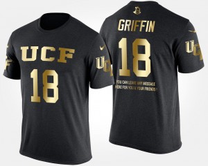 Black For Men's #18 Shaquem Griffin College T-Shirt Short Sleeve With Message Gold Limited UCF Knights