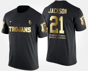 Trojans #21 Black Men Gold Limited Short Sleeve With Message Adoree' Jackson College T-Shirt