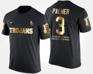 Short Sleeve With Message Black Trojans For Men Carson Palmer College T-Shirt #3 Gold Limited