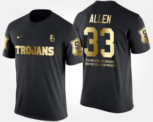 Gold Limited Black #33 USC For Men Marcus Allen College T-Shirt Short Sleeve With Message