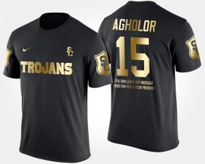 Black #15 USC Men Gold Limited Short Sleeve With Message Nelson Agholor College T-Shirt
