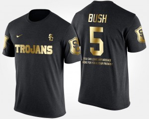 #5 Black Men Reggie Bush College T-Shirt USC Trojan Gold Limited Short Sleeve With Message