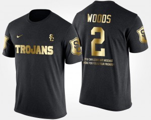 Short Sleeve With Message Black #2 Men's Gold Limited USC Robert Woods College T-Shirt