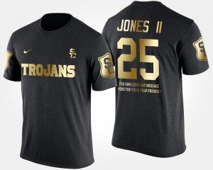 Men's Short Sleeve With Message #25 Black Trojans Ronald Jones II College T-Shirt Gold Limited