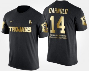 Gold Limited For Men Trojans Sam Darnold College T-Shirt Black #14 Short Sleeve With Message