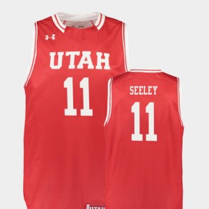 For Men's Replica #11 Utah Red Basketball Chris Seeley College Jersey
