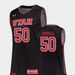 #50 Basketball Replica Men's Christian Popoola College Jersey Black Utah Utes
