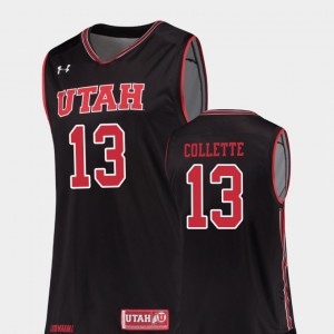 David Collette College Jersey Basketball Replica Mens University of Utah Black #13