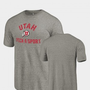 Gray Tri-Blend Distressed College T-Shirt Pick-A-Sport Utes Men