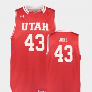 For Men Jakub Jokl College Jersey Red #43 University of Utah Replica Basketball