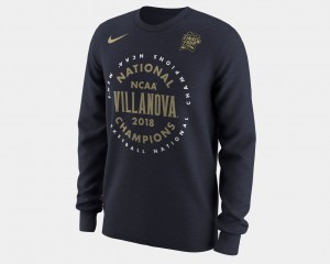 2018 Celebration Long Sleeve Men College T-Shirt Navy Villanova Basketball National Champions