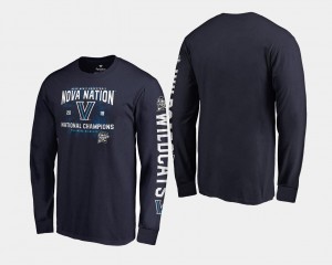 2018 Nova Nation Long Sleeve Villanova Wildcats Navy College T-Shirt Basketball National Champions For Men's
