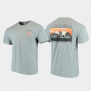 Men College T-Shirt Gray UVA Campus Scenery Comfort Colors