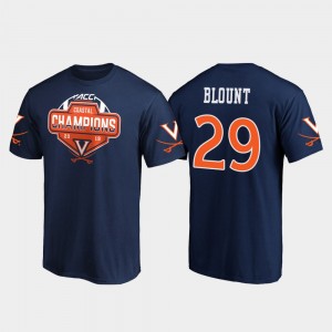 Navy Joey Blount College T-Shirt Virginia Cavaliers For Men 2019 ACC Coastal Football Division Champions #29