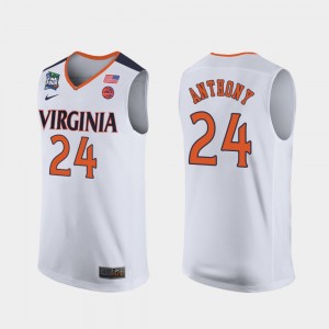 Virginia Cavaliers Marco Anthony College Jersey #24 White For Men's 2019 Final-Four
