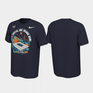 2019 Orange Bowl Bound College T-Shirt Illustration Men Navy UVA Cavaliers