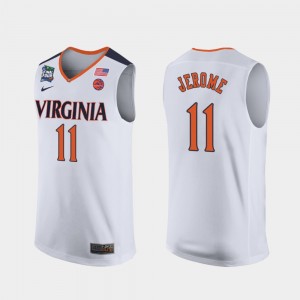 UVA Cavaliers #11 Ty Jerome College Jersey Men White 2019 Final-Four