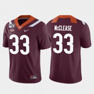 #33 Football For Men Game VT Hokies Maroon Deshawn McClease College Jersey