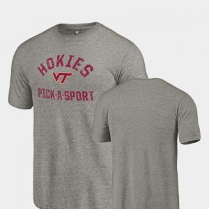 Gray VA Tech College T-Shirt Pick-A-Sport For Men's Tri-Blend Distressed