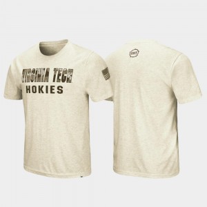 Mens OHT Military Appreciation Hokies Desert Camo College T-Shirt Oatmeal
