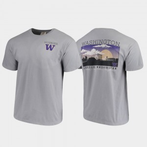 Men College T-Shirt UW Huskies Gray Comfort Colors Campus Scenery