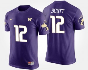 For Men's Washington J.K. Scott College T-Shirt #12 Purple