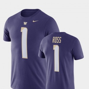 #1 For Men Football John Ross College T-Shirt Purple University of Washington Name & Number