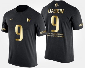#9 Myles Gaskin College T-Shirt Gold Limited Short Sleeve With Message Black For Men's University of Washington