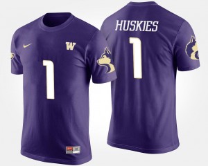 UW College T-Shirt Purple For Men #1 No.1 Short Sleeve