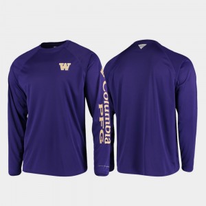 College T-Shirt University of Washington Purple Omni-Shade PFG Terminal Tackle Long Sleeve For Men's