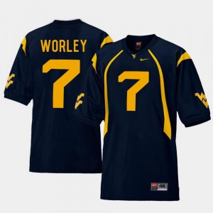 Mens Replica #7 Football Daryl Worley College Jersey Navy West Virginia University