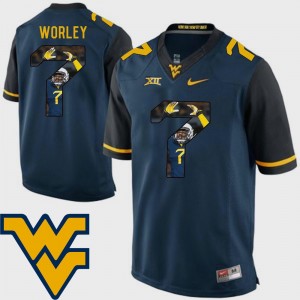 WV Football Daryl Worley College Jersey For Men's Pictorial Fashion #7 Navy