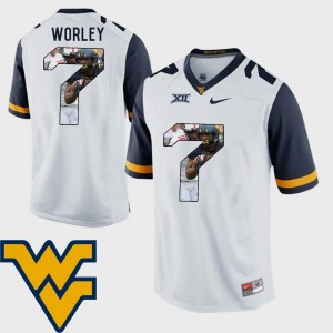 Football #7 Daryl Worley College Jersey Pictorial Fashion Mens White Mountaineers