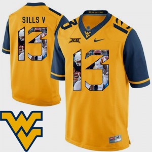 Pictorial Fashion Men David Sills V College Jersey Mountaineers #13 Football Gold