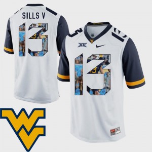 #13 Pictorial Fashion David Sills V College Jersey White Football For Men's WV
