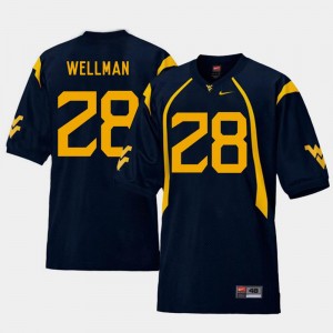 Replica Football Navy #28 West Virginia Elijah Wellman College Jersey Men's